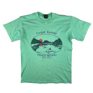Vintage 1980s Canoe Safari Peace River Arcadia Florida T-Shirt mint green Medium